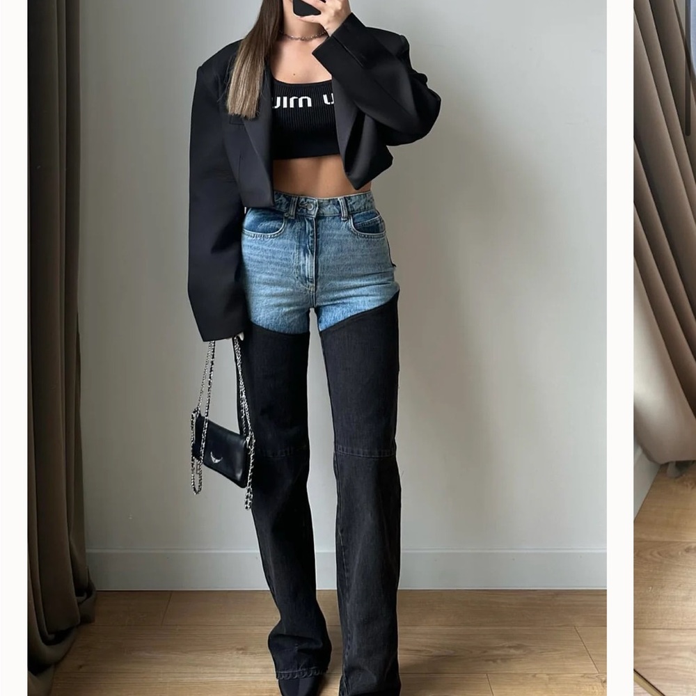 PIRAL Two-Tone Blue and Black Wide-Leg Jeans